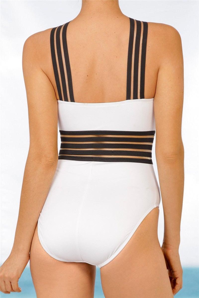 Luxury Women Black Swimsuits Women High Neck One Piece Swimsuits For Women Mesh Bathing Suits Open Back Swimwear One Piece Swimwear For Lady High Neck Bandage Cross Back Swimming Suit Female Holiday Beachwear