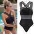 Luxury Women Black Swimsuits Women High Neck One Piece Swimsuits For Women Mesh Bathing Suits Open Back Swimwear One Piece Swimwear For Lady High Neck Bandage Cross Back Swimming Suit Female Holiday Beachwear