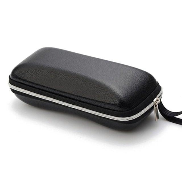 Luxury Zipper Sunglasses Case High Quality Black PU Leather Protective Glasses Box Zipper Eyeglasses Case Ultra Light Glasses Protection Case Leather Design For Mens