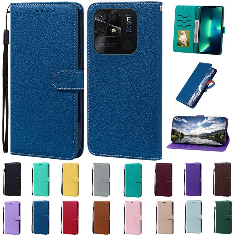 Magnetic Book Case For Xiaomi Redmi 10 10A 10C Case Wallet Leather Flip Phone Case For Xiaomi Redmi 10C 10A 10 Cover Magnetic Wrist Strap Flip Shockproof Leather Case for Xiaomi Redmi Note 10