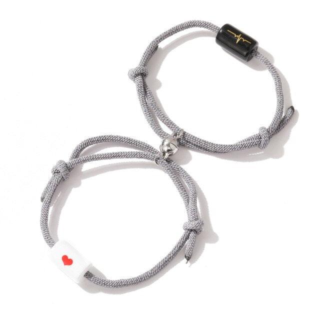 Magnetic Charm Bracelet Magnets Attract Lovers Jewelry Gifts Adjustable Rope Bracelets Couples Bracelets Mutual Attraction Braided Rope Ceramics Heartbeat Bracelets Jewelry Gift For Women Men