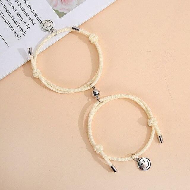 Magnetic Couple Bracelets Set For Women Men Attractive Handmade Rope Bracelet Charm Paired Couples 2 Pieces Relationship Magnetic Bracelet Mutual Attraction Rope Braided Couple Bracelet Pinky Promise Friendship Bracelet For Best Friend Boyfriend