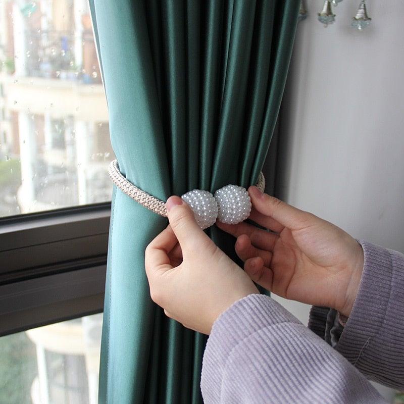 Magnetic Curtain Clip Room Accessories Pearl Ball Curtains Holder Tieback Home Decor Hanging Ball Buckle Tie Back Curtain Tiebacks Pearl Ball Home Curtain Buckle The Most Convenient Tie Backs Weave Clips Rope Straps Holder