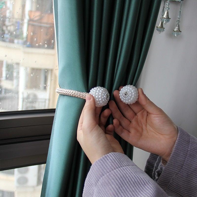 Magnetic Curtain Clip Room Accessories Pearl Ball Curtains Holder Tieback Home Decor Hanging Ball Buckle Tie Back Curtain Tiebacks Pearl Ball Home Curtain Buckle The Most Convenient Tie Backs Weave Clips Rope Straps Holder