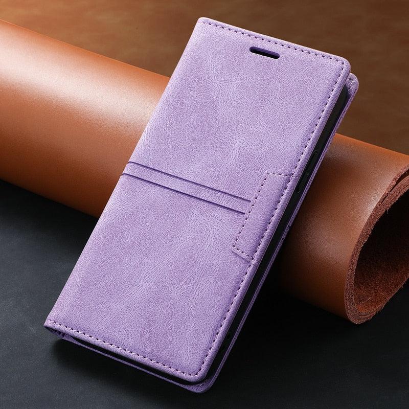 Magnetic Flip Leather Card Slot Wallet Case for iPhone 14 13 12 11 Pro Max Flip Invisible Magnetic Elegant Retro Phone Case Premium Leather PU Soft Flip Cover For iPhone