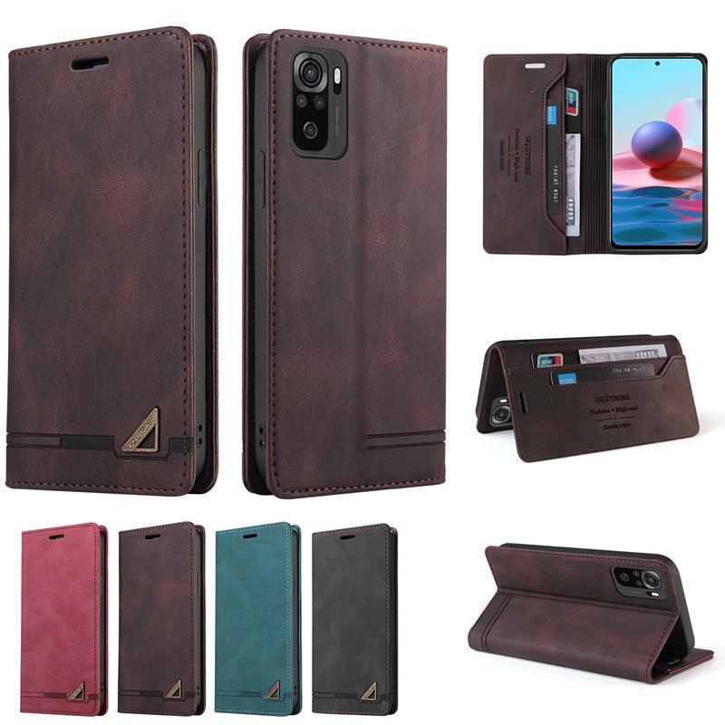 Magnetic Flip Leather Case For Redmi Note 10 10s 9 pro max 9T 9A 9C 8A K40 pro Wallet Cover For Xiaomi 10T Lite Poco X3nfc M3 F3  Redmi Note 11 Pro Wallet case with Card Holder Kickstand Magnetic Premium PU Leather