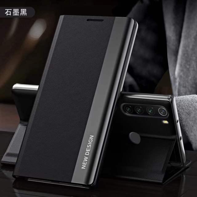 Magnetic Leather Case For Xiaomi Mi 11T 10T 11 10 POCO F3 M3 M4 X3 X4 NFC Redmi Note 8 8T 9 9T 9S 9A 9C 10 11 Pro Max Flip Cover Electroplated Adsorption Flip Leather Case Phone Accessories