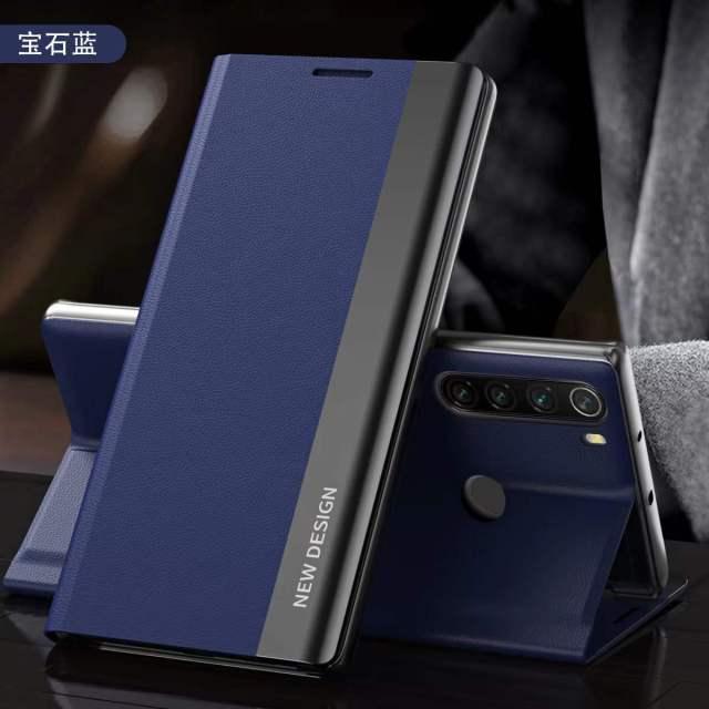 Magnetic Leather Case For Xiaomi Mi 11T 10T 11 10 POCO F3 M3 M4 X3 X4 NFC Redmi Note 8 8T 9 9T 9S 9A 9C 10 11 Pro Max Flip Cover Electroplated Adsorption Flip Leather Case Phone Accessories