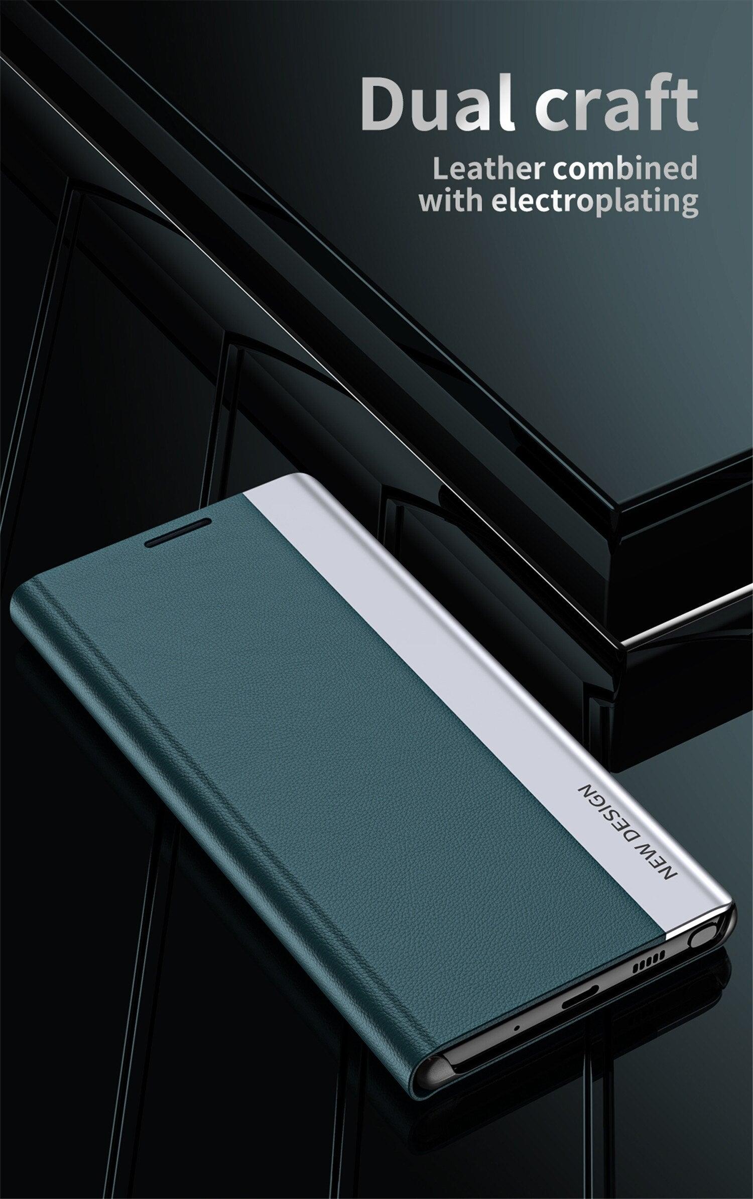 Magnetic Leather Case For Xiaomi Mi 11T 10T 11 10 POCO F3 M3 M4 X3 X4 NFC Redmi Note 8 8T 9 9T 9S 9A 9C 10 11 Pro Max Flip Cover Electroplated Adsorption Flip Leather Case Phone Accessories