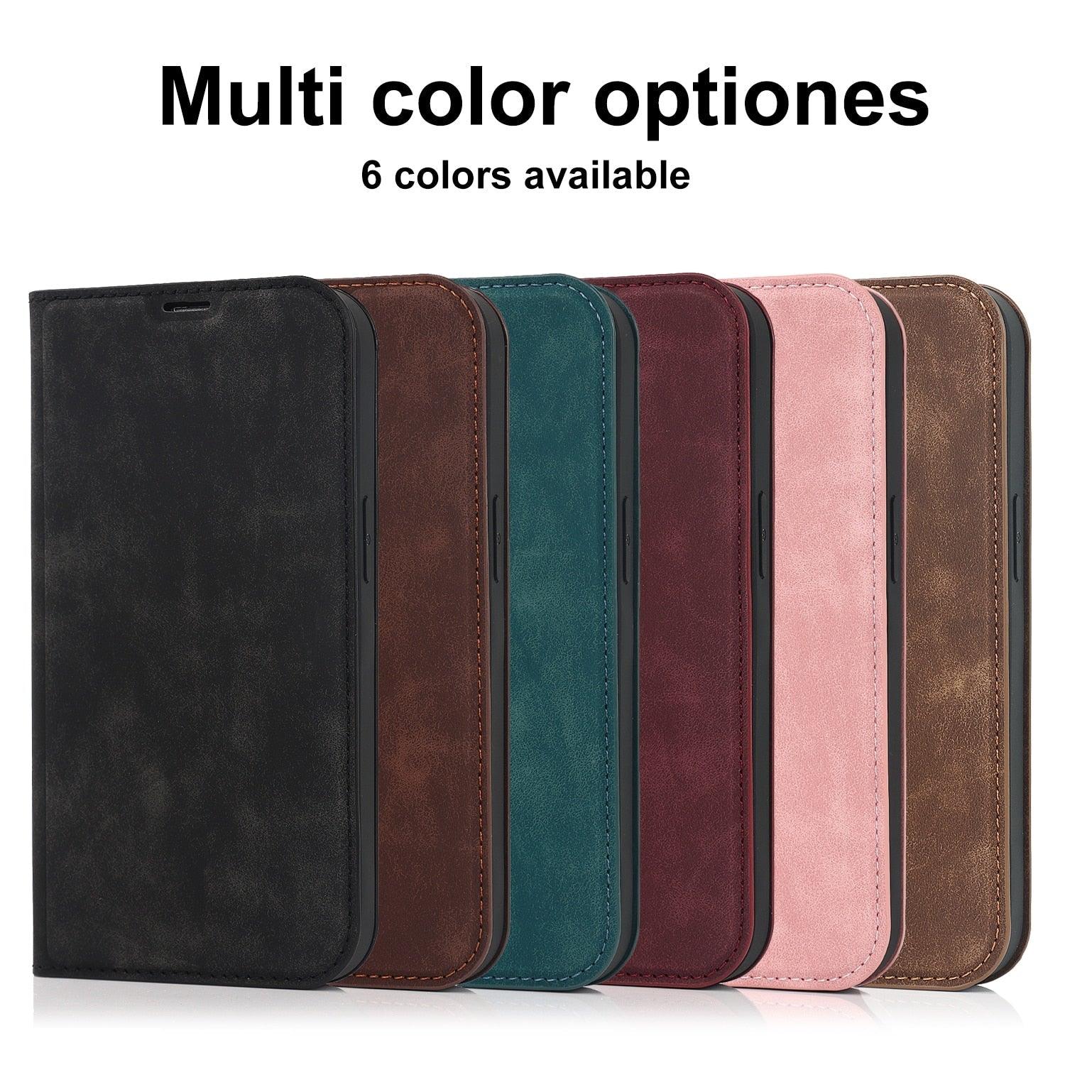 Magnetic Leather Wallet Phone Cover for iPhone 14 Plus 13 Pro Max 12 Mini for Wireless Charging Kickstand Card Case Magnetic Flip PU Leather Phone Case with Card Holder Slots Kickstand Shockproof Case