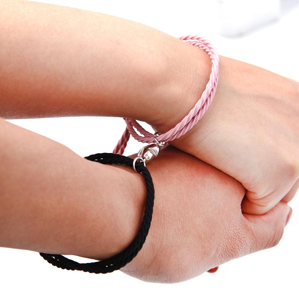 Magnetic Love Heart Attraction Couple Bracelets Distance Relationship Braid Rope Bracelet Magnet Matching Couples Mutual Attraction Couples Bracelets Matching Bracelets For Couples Magnetic Peach Heart Bracelet For Girlfriend