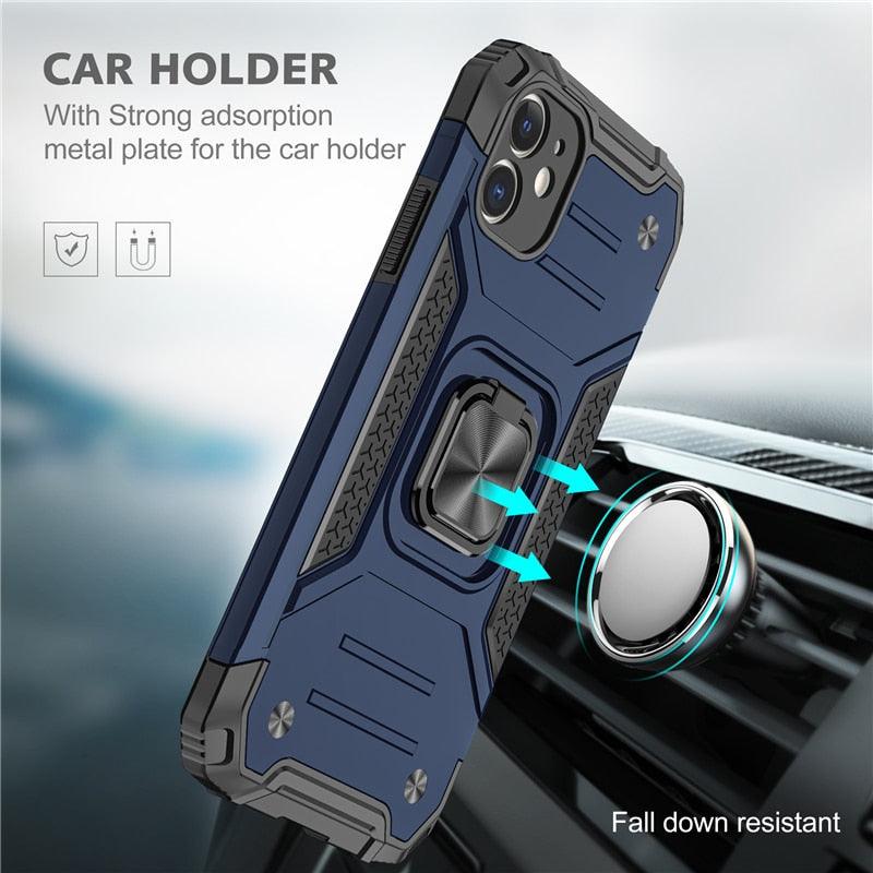 Magnetic Metal Ring Stand Holder Phone Case Cover For iPhone 11 12 13 14 Pro Max Xs XR X 8 7 6 6s Plus Rotating Ring Kickstand Fit Magnetic Car Mount Heavy Duty Dual Layer Shockproof Phone Case