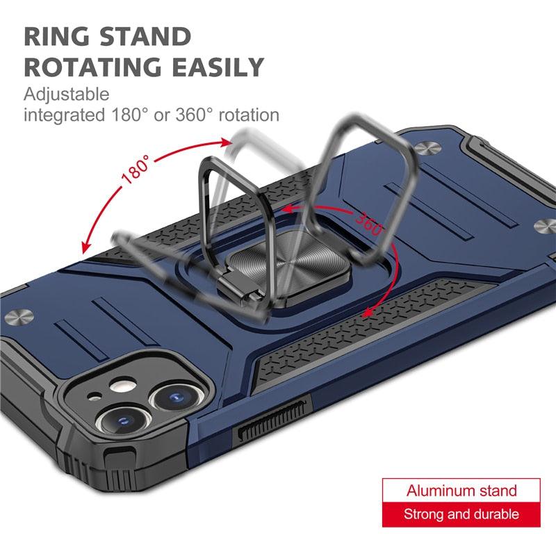 Magnetic Metal Ring Stand Holder Phone Case Cover For iPhone 11 12 13 14 Pro Max Xs XR X 8 7 6 6s Plus Rotating Ring Kickstand Fit Magnetic Car Mount Heavy Duty Dual Layer Shockproof Phone Case