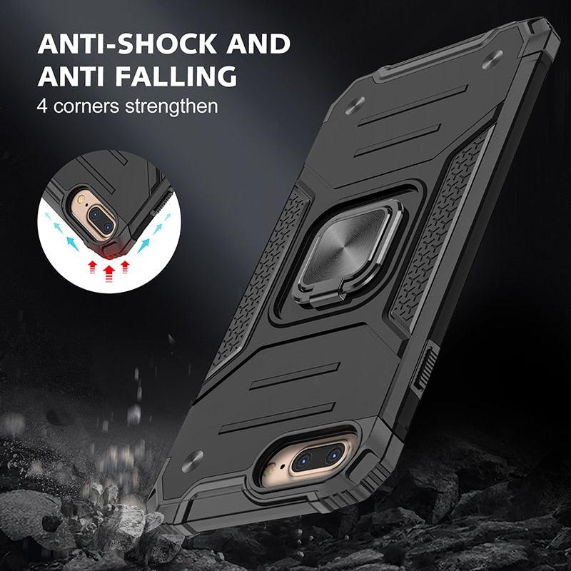 Magnetic Metal Ring Stand Holder Phone Case Cover For iPhone 11 12 13 14 Pro Max Xs XR X 8 7 6 6s Plus Rotating Ring Kickstand Fit Magnetic Car Mount Heavy Duty Dual Layer Shockproof Phone Case