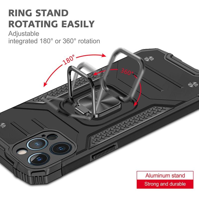 Magnetic Metal Ring Stand Holder Phone Case Cover For iPhone 11 12 13 14 Pro Max Xs XR X 8 7 6 6s Plus Rotating Ring Kickstand Fit Magnetic Car Mount Heavy Duty Dual Layer Shockproof Phone Case