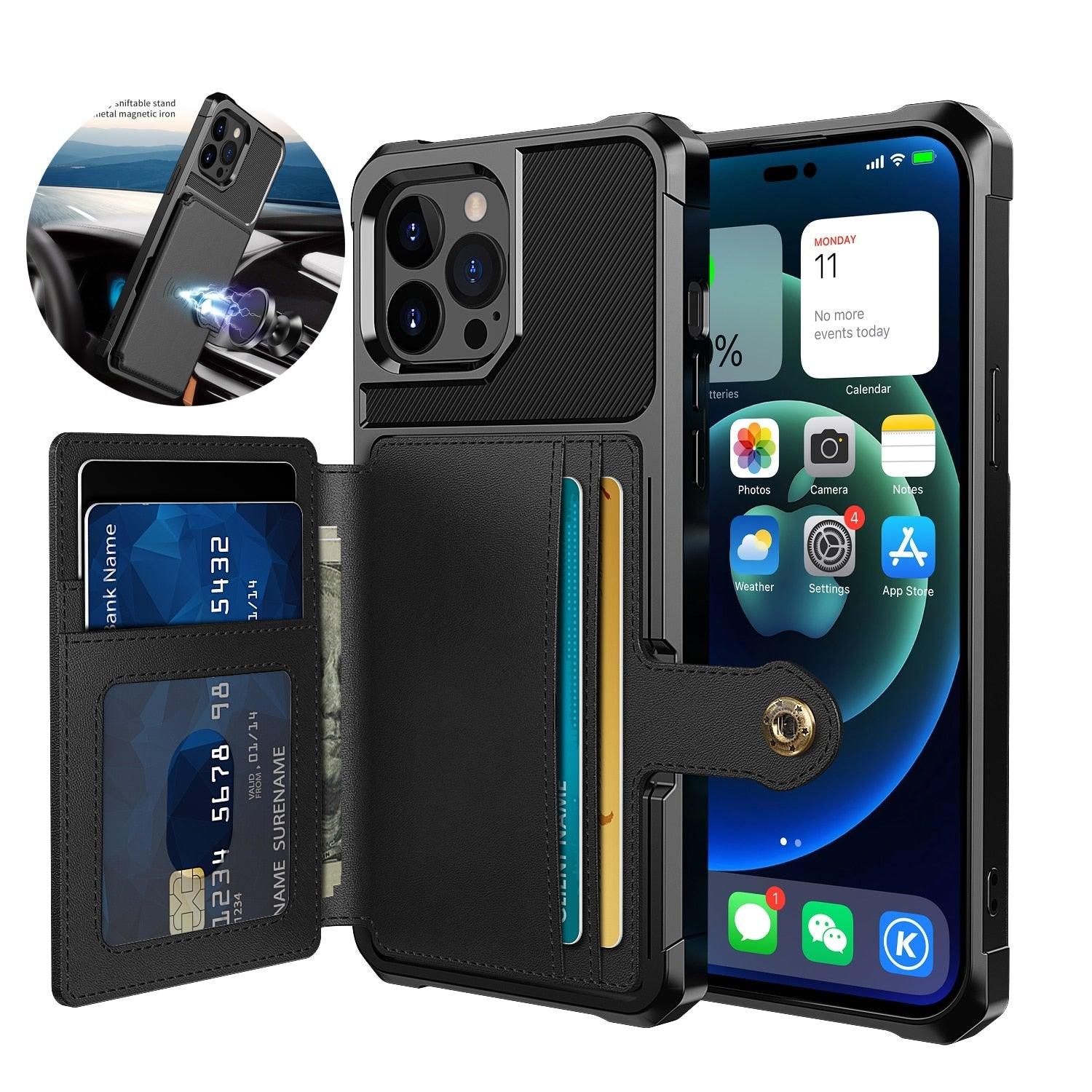 Magnetic Wallet Leather Case For iPhone 14 13 12 11 Pro Max XS Phone Cases Stand X  Anti drop Cards Soft Cover Functional Case Compatible with iPhone