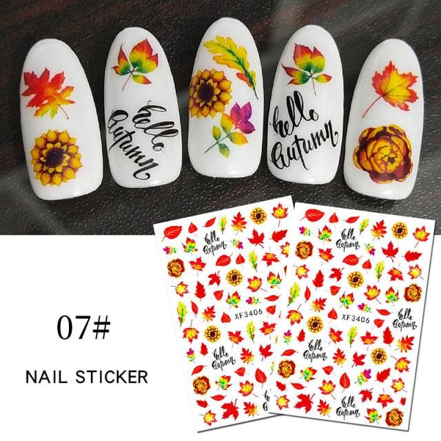 Maple Leaves 3D Nail Stickers Fall Leaf Flowers Line Sliders For Nails Self Adhesive Stickers Autumn Manicuring Decals Transfer Nail Decals Sticker For Pretty Girl Self-Adhesive Nail Decals Designer Nail Stickers for Acrylic