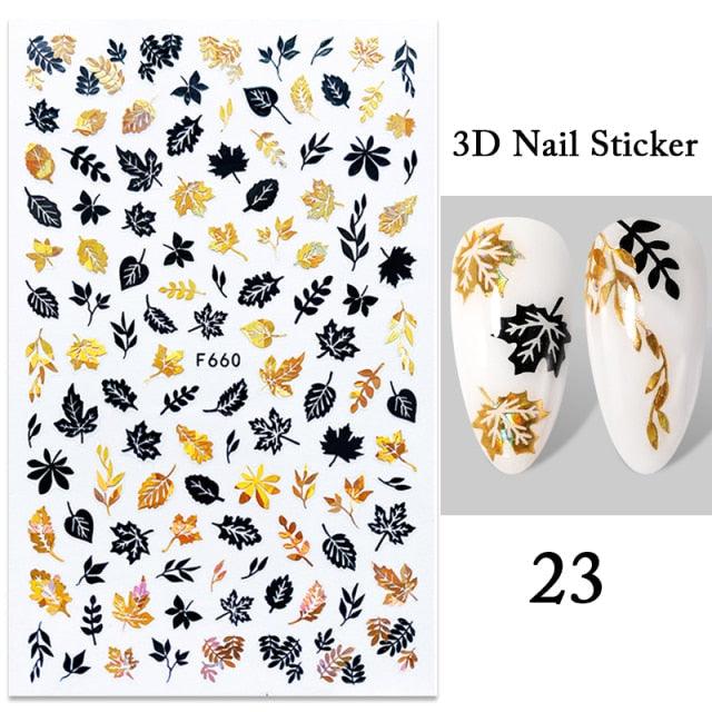 Maple Leaves 3D Nail Stickers Fall Leaf Flowers Line Sliders For Nails Self Adhesive Stickers Autumn Manicuring Decals Transfer Nail Decals Sticker For Pretty Girl Self-Adhesive Nail Decals Designer Nail Stickers for Acrylic