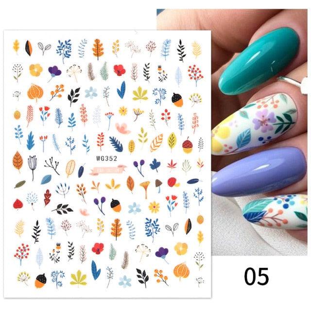 Maple Leaves 3D Nail Stickers Fall Leaf Flowers Line Sliders For Nails Self Adhesive Stickers Autumn Manicuring Decals Transfer Nail Decals Sticker For Pretty Girl Self-Adhesive Nail Decals Designer Nail Stickers for Acrylic