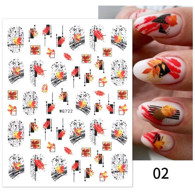 Maple Leaves 3D Nail Stickers Fall Leaf Flowers Line Sliders For Nails Self Adhesive Stickers Autumn Manicuring Decals Transfer Nail Decals Sticker For Pretty Girl Self-Adhesive Nail Decals Designer Nail Stickers for Acrylic