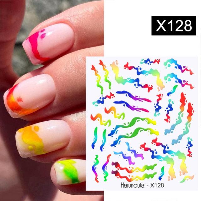 Marble Blooming 3D Nail Sticker Decals Flower Leaves Transfer Water Sliders Abstract Geometric Lines Nail Watermark Decals iridescent Decoration Nail Self-Adhesive Decals Nail Stickers Water Transfer Fresh Nail Decals for Nail Art Butterfly Palm