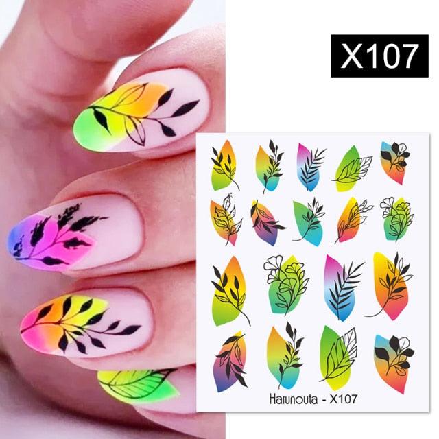 Marble Blooming 3D Nail Sticker Decals Flower Leaves Transfer Water Sliders Abstract Geometric Lines Nail Watermark Decals iridescent Decoration Nail Self-Adhesive Decals Nail Stickers Water Transfer Fresh Nail Decals for Nail Art Butterfly Palm