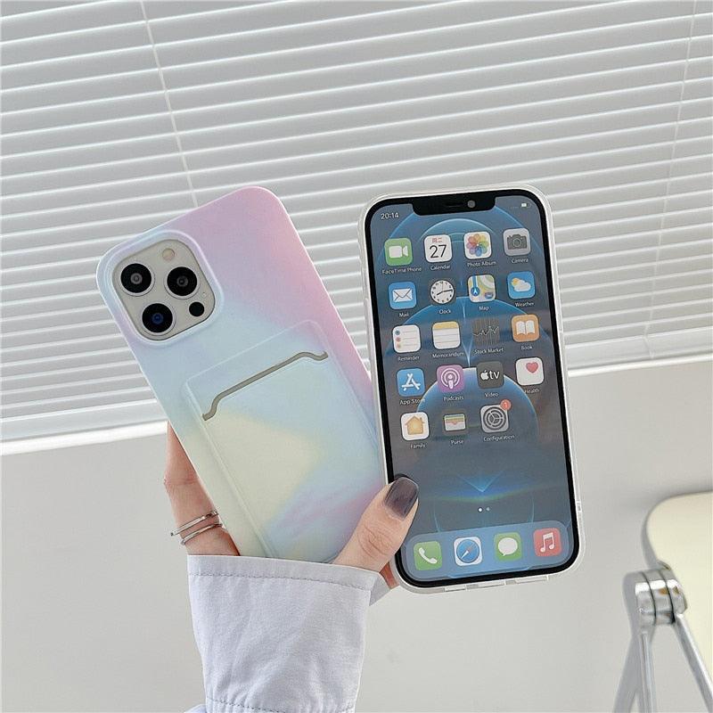 Marble Card Holder Flower Leopard Print Phone Case For iPhone 11 12 13 Pro Max Wallet Soft Silicone Cover Silicone Grey White Shiny Slim Soft Scratch Resistant Case