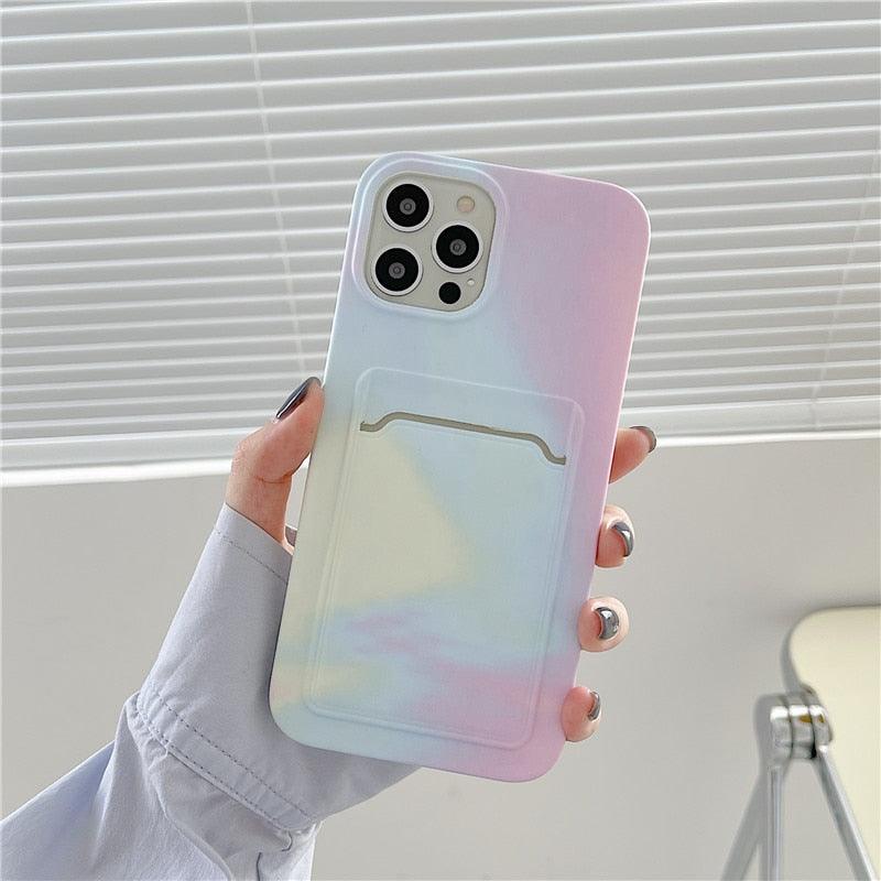 Marble Card Holder Flower Leopard Print Phone Case For iPhone 11 12 13 Pro Max Wallet Soft Silicone Cover Silicone Grey White Shiny Slim Soft Scratch Resistant Case