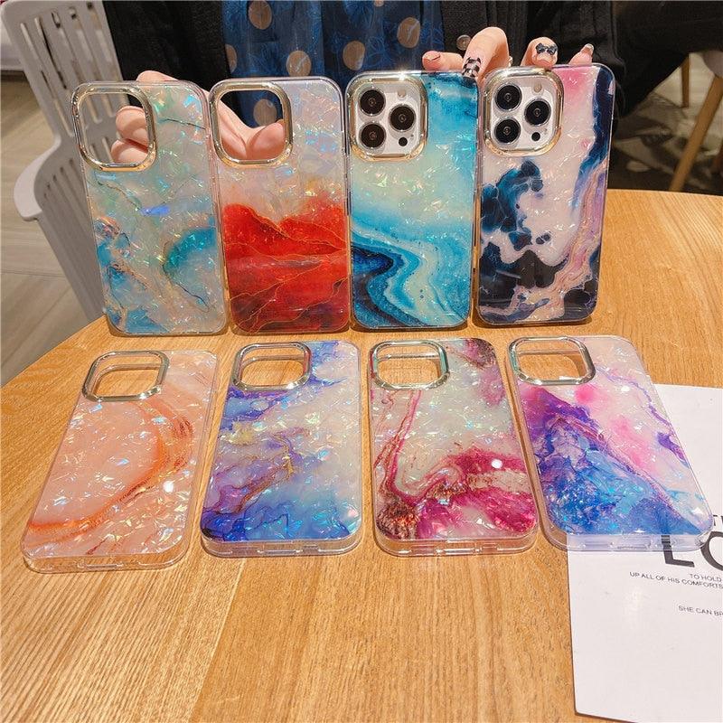 Marble Pattern Slim Shockproof Protective Soft Design for Girls Women Cute Case Cover For iPhone 13 Pro Max Glitter Marble Phone Case For iPhone 12 11 Pro Max XS Max XR Shockproof Cover