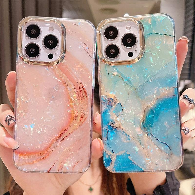 Marble Pattern Slim Shockproof Protective Soft Design for Girls Women Cute Case Cover For iPhone 13 Pro Max Glitter Marble Phone Case For iPhone 12 11 Pro Max XS Max XR Shockproof Cover