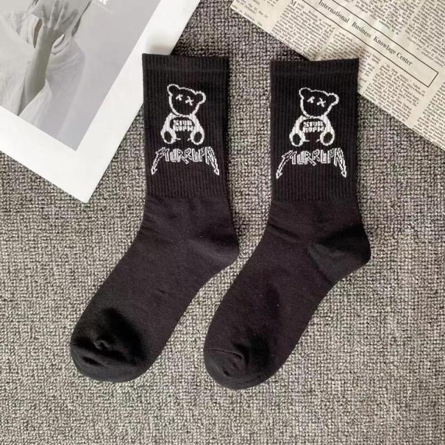 Marble Print New Style Harajuku Skateboard Long Socks Creative Fun Lightning Hip Hop Style Socks Streetwear Casual Cotton Socks Unisex Street Couple Socks For Men And Women