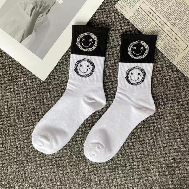 Marble Print New Style Harajuku Skateboard Long Socks Creative Fun Lightning Hip Hop Style Socks Streetwear Casual Cotton Socks Unisex Street Couple Socks For Men And Women