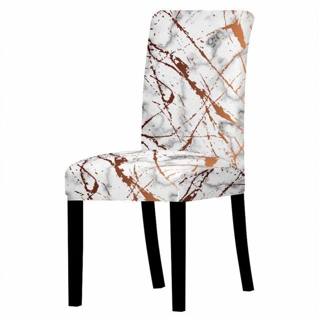 Marble Stretch Chair Cover For Dining Room Anti-Dirty Elastic Seat Cover Removable Slipcover For Banquet Wedding Party Glitter Crackle Chair Covers for Dining Room/Kitchen/Hotel/Ceremony, White Marble Soft Stretch Chair Protectors Removable Washable Slipc