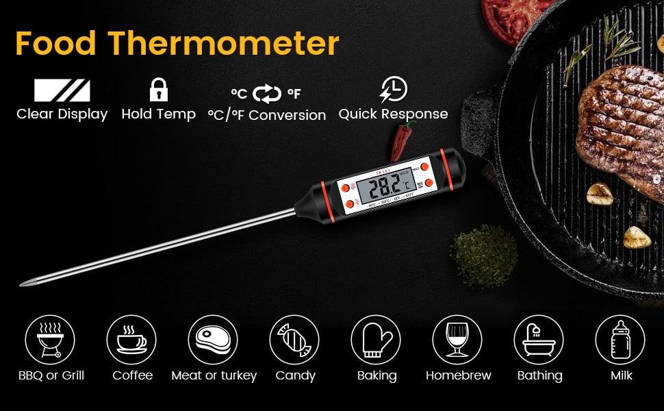 Meat Digital Cooking Food Kitchen BBQ Thermometer Digital Candy Candle Thermometer Cooking Kitchen BBQ Grill Thermometer Probe Instant Read Thermometer for Liquids Pork Milk Water Milk Oil Liquid Oven Digital Temperature Sensor Meter Thermocouple