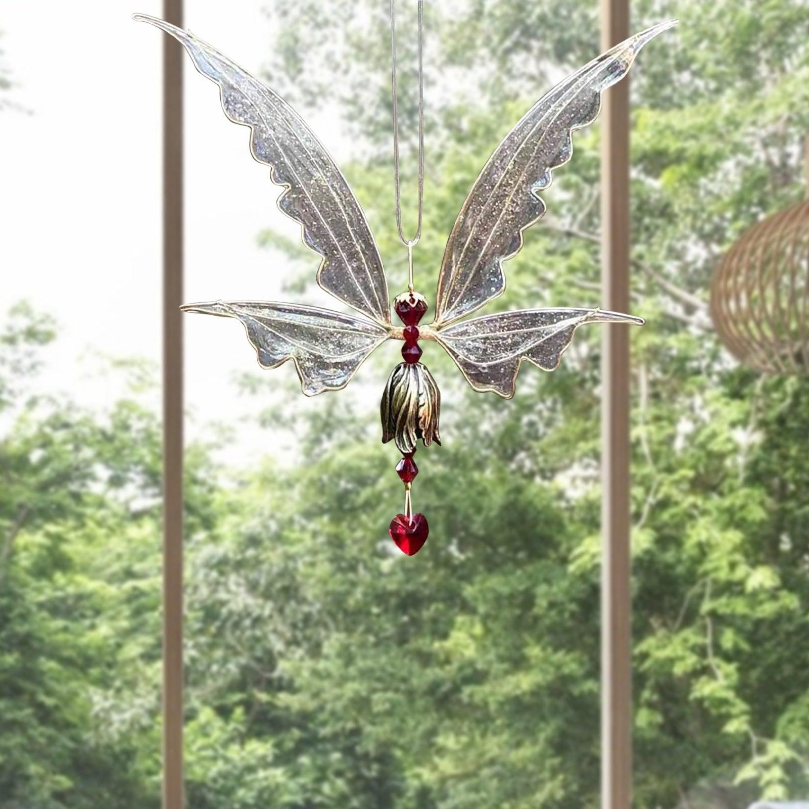 Memorial Butterfly Wind Chimes Angel Butterfly Wings Flying Bird Wind Chimes Art Wings Wind Chime Hummingbird Wind Chime Gift Of Love One Mom Dad Daughter Outdoor Large Chimes For Patio Garden Porch Yard Black Hanging Decoration