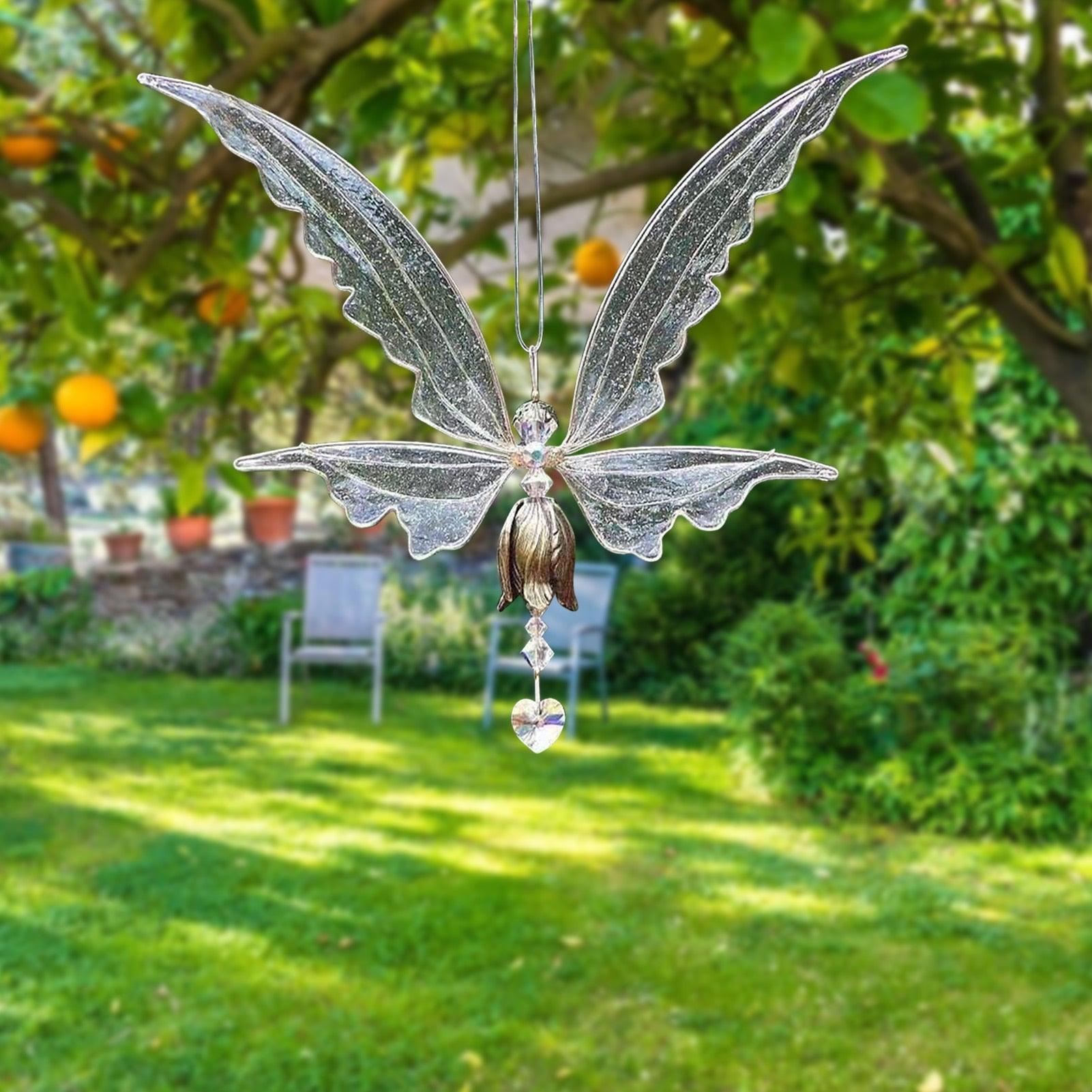 Memorial Butterfly Wind Chimes Angel Butterfly Wings Flying Bird Wind Chimes Art Wings Wind Chime Hummingbird Wind Chime Gift Of Love One Mom Dad Daughter Outdoor Large Chimes For Patio Garden Porch Yard Black Hanging Decoration