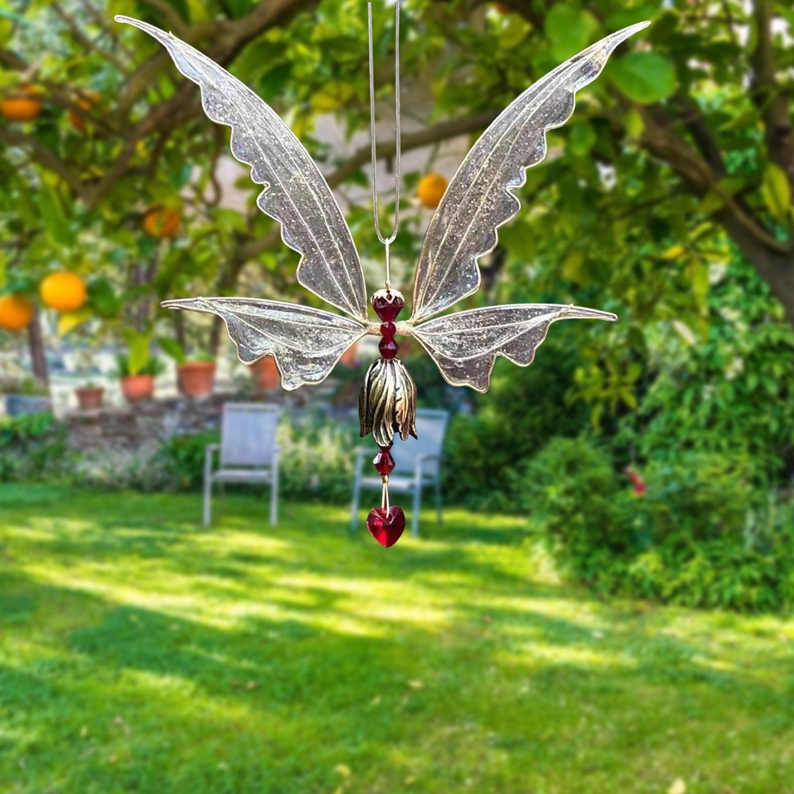 Memorial Butterfly Wind Chimes Angel Butterfly Wings Flying Bird Wind Chimes Art Wings Wind Chime Hummingbird Wind Chime Gift Of Love One Mom Dad Daughter Outdoor Large Chimes For Patio Garden Porch Yard Black Hanging Decoration