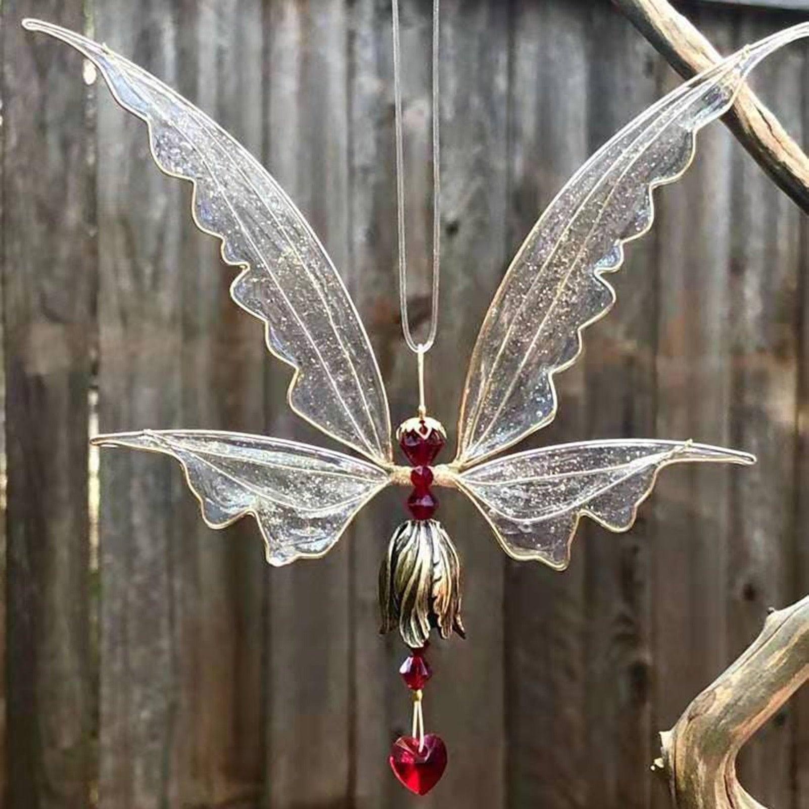 Memorial Butterfly Wind Chimes Angel Butterfly Wings Flying Bird Wind Chimes Art Wings Wind Chime Hummingbird Wind Chime Gift Of Love One Mom Dad Daughter Outdoor Large Chimes For Patio Garden Porch Yard Black Hanging Decoration