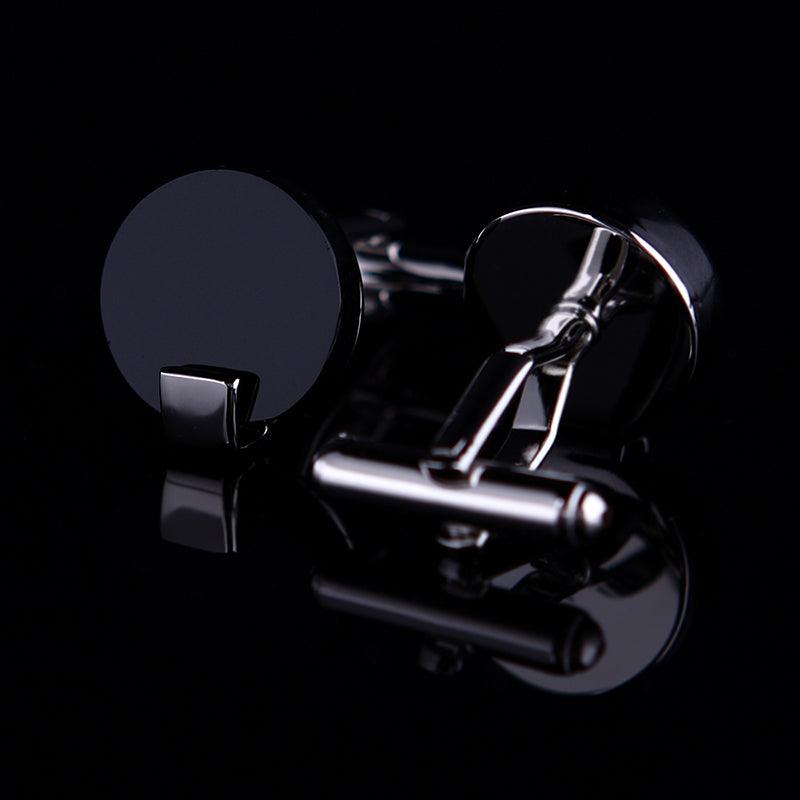 Men Black Business Jewelry Shirt Cufflink Luxurious Cuff Link Round Luxury Wedding Male Classic Cufflinks For Gentlemen Tuxedo Shirt Cufflinks & Shirt Accessories