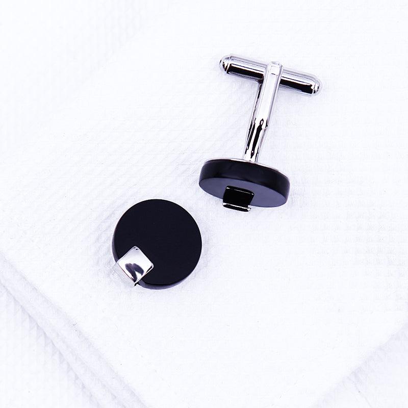 Men Black Business Jewelry Shirt Cufflink Luxurious Cuff Link Round Luxury Wedding Male Classic Cufflinks For Gentlemen Tuxedo Shirt Cufflinks & Shirt Accessories