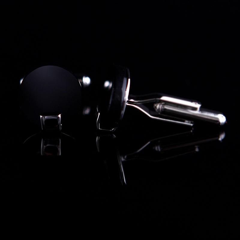 Men Black Business Jewelry Shirt Cufflink Luxurious Cuff Link Round Luxury Wedding Male Classic Cufflinks For Gentlemen Tuxedo Shirt Cufflinks & Shirt Accessories