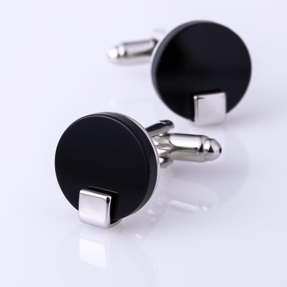 Men Black Business Jewelry Shirt Cufflink Luxurious Cuff Link Round Luxury Wedding Male Classic Cufflinks For Gentlemen Tuxedo Shirt Cufflinks & Shirt Accessories