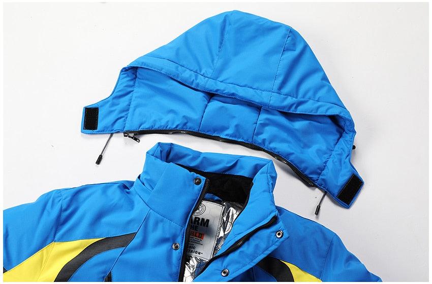 Men Blue Winter Outdoor Jacket New Ski Snow Warm Jacket Coat New Design Stylish Men's Breathable Jacket Comfortable Casual Hooded Waterproof Thick Fleece Jackets For Men Detachable Hood Jacket