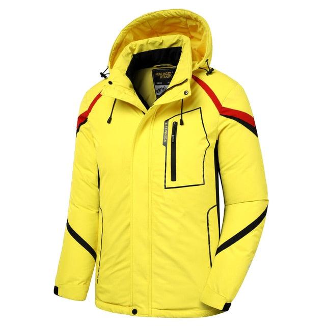 Men Blue Winter Outdoor Jacket New Ski Snow Warm Jacket Coat New Design Stylish Men's Breathable Jacket Comfortable Casual Hooded Waterproof Thick Fleece Jackets For Men Detachable Hood Jacket