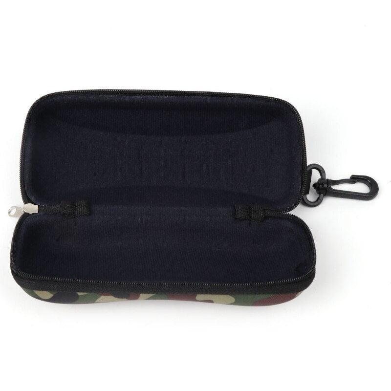 Men Camouflage Green Sunglasses Case Storage Protector Zipper Unisex Container Soft Case With Carabiner For Women Ultra Light Portable Classic Zipper Eyeglass Case Holder