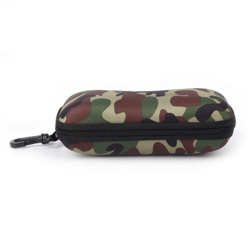 Men Camouflage Green Sunglasses Case Storage Protector Zipper Unisex Container Soft Case With Carabiner For Women Ultra Light Portable Classic Zipper Eyeglass Case Holder