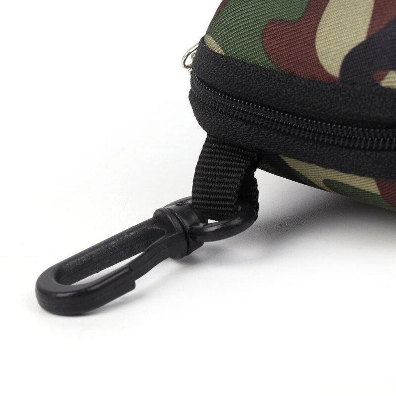 Men Camouflage Green Sunglasses Case Storage Protector Zipper Unisex Container Soft Case With Carabiner For Women Ultra Light Portable Classic Zipper Eyeglass Case Holder