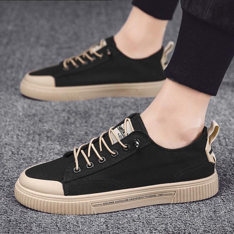 Men Elegant Flat Shoes New Canvas Comfortable Mens Shoes Fashion Sneakers Casual Design Sneakers Comfortable Outdoor Sport Walking Fashion Sneakers