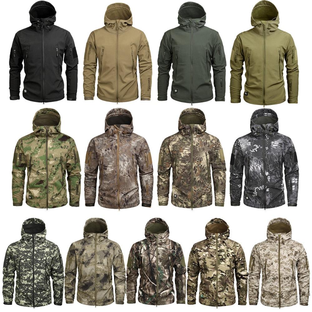 Men Green Autumn Camouflage Jacket Men's Lightweight Water-Resistant Jacket Tactical Clothing  Male Camouflage Windbreaker Breathable Outdoor Snow Jacket