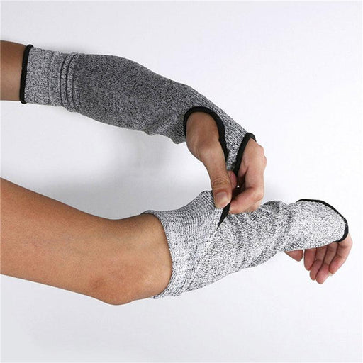 Men Grey Arm Sleeve Resistant Work Protection Fingerless Arm Sleeve Cover Arm Sleeves For Men And Women UV Protection Cooling Arm Sleeves Arm Guards With Thumb Slot